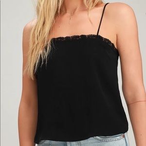 Free people black lace cutout cami top